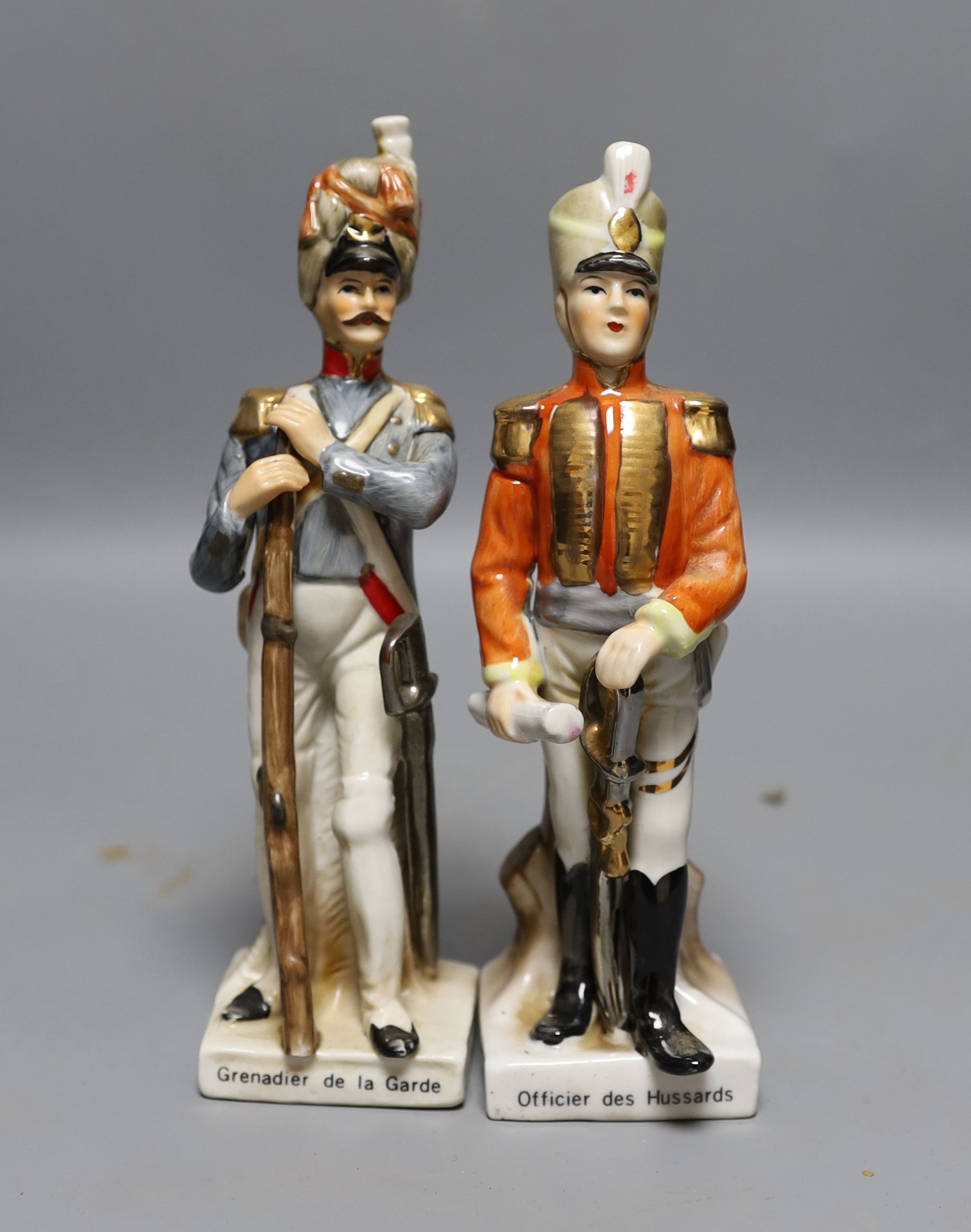 A collection of ceramic military soldiers